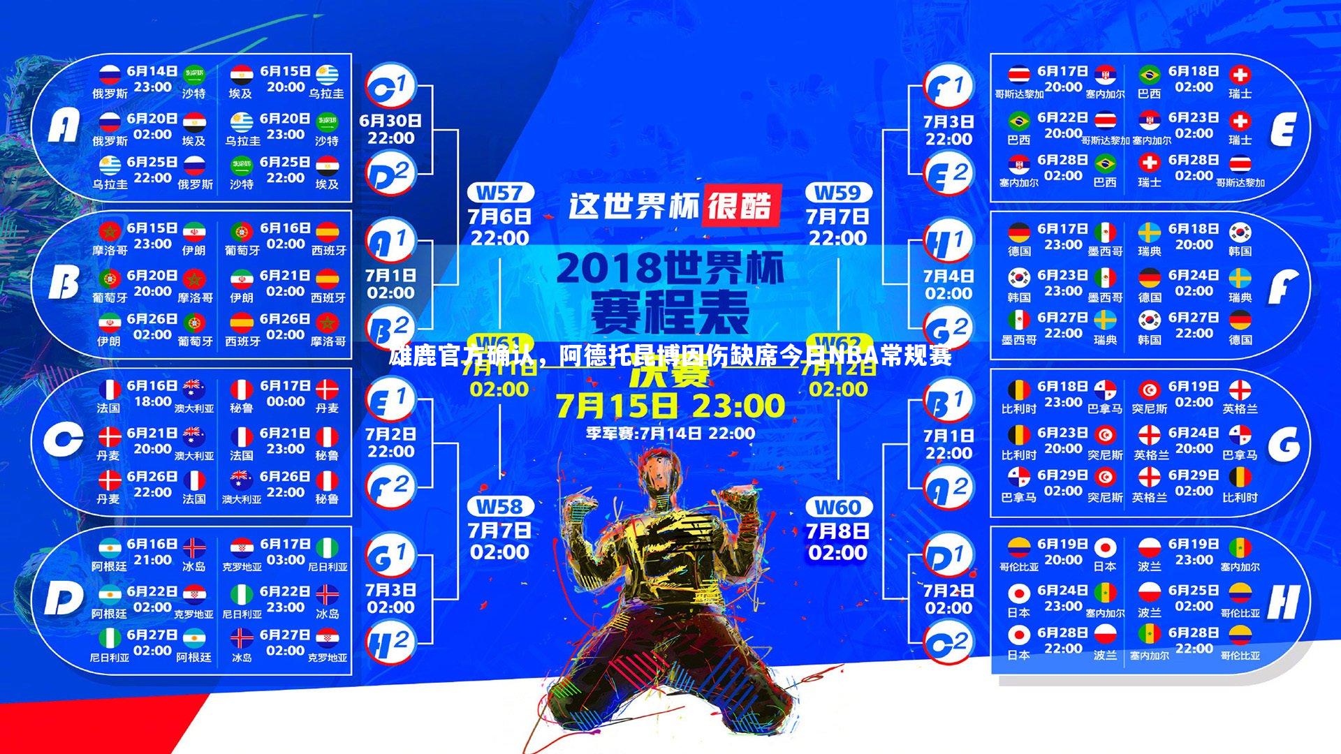 mk体育官网-雄鹿官方确认，阿德托昆博因伤缺席今日NBA常规赛